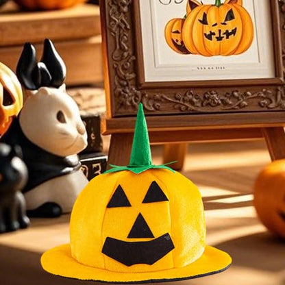 Adults Halloween Pumpkin Hat Jack O Lantern Hat Funny Pumpkin Deco Cap Halloween Party Costume for Women Men - color: A-yellow