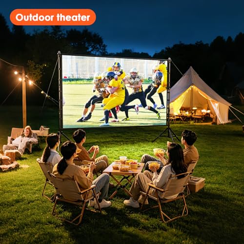 Outdoor Projector Screen with Stand, 200 inch Indoor Movie Screen 16:9 4K Rear Front Portable Projection Screen, Quick Setup Foldable Travel Home Theater Screen with Carry Bag for Backyard Camping - size: 200 inch-ZJ
