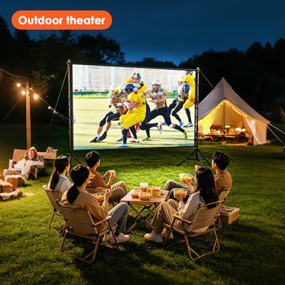 Outdoor Projector Screen with Stand, 200 inch Indoor Movie Screen 16:9 4K Rear Front Portable Projection Screen, Quick Setup Foldable Travel Home Theater Screen with Carry Bag for Backyard Camping - size: 200 inch-ZJ