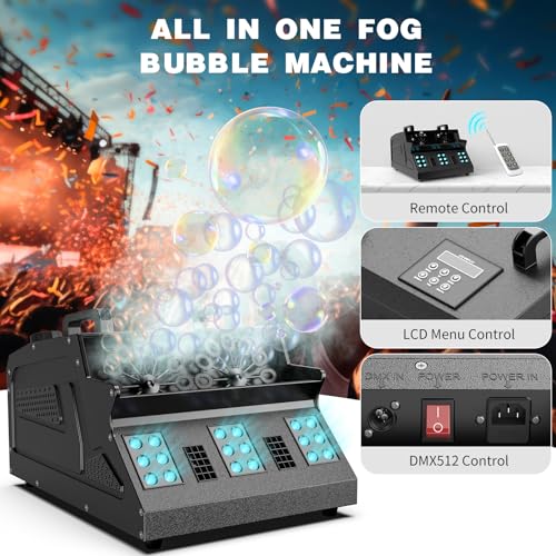 2000W 3 in 1 Fog Bubble Machine with 2 Bubble Fans - color: 1 Pack