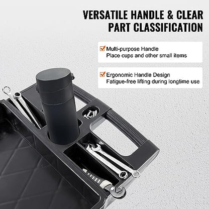 VEVOR Utility Service Cart, 2 Shelf 550LBS Heavy Duty Plastic Rolling Utility Cart, Medium Lipped Shelf, 360° Swivel Wheels, Ergonomic Storage Handle for Warehouse Garage, Black | Heavy Duty Rolling Cart with 360° Swivel Wheels, Medium Lipped Shelf, Ergon
