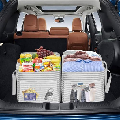 LHZK Standing Extra Large Utility Tote Bag with Metal Wire Frame and the Sides Rinforced, Extra Large Tote Bag with Handle, Reusable Grocery Bags Foldable, Beach Bag, Car Tote (Grey, 26''x15''x13'') - color: Gray, size: 26''x15''x13''-1 Pack