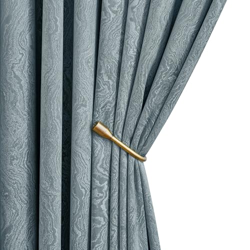RYB HOME Blue Velvet Curtains 84 inches Long, Back Tab & Rod Pocket Modern Marble Textured Curtain & Drapes for Living Room Bedroom, W52 x L84 inches, Stone Blue, 2 Panels - color: Marble Blue, size: 52"W x 84"L (Pack of 2)