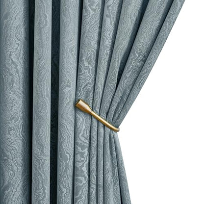 RYB HOME Blue Velvet Curtains 84 inches Long, Back Tab & Rod Pocket Modern Marble Textured Curtain & Drapes for Living Room Bedroom, W52 x L84 inches, Stone Blue, 2 Panels - color: Marble Blue, size: 52"W x 84"L (Pack of 2)
