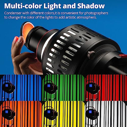 AMBITFUL AL-18 Pro Optical Snoot Spotlight for Photography, Professional Bowens Mount Snoot Photography Kit, Compatible with LE200,LE300 SL60W, SL60II,SL100 LED Lights, Includes 40 GOBOs + Bag