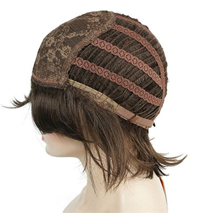 Lydell Short Layered Shaggy Wavy Full Synthetic Wigs (Light Chestnut Brown) - color: #8 Lt Chestnut Brown