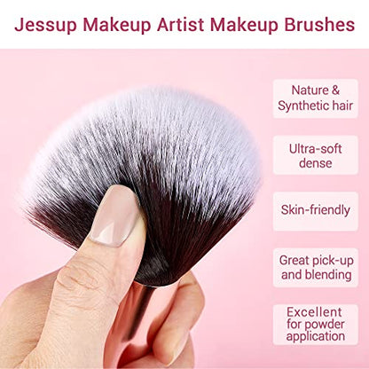 Jessup Brand 25pcs Professional Makeup Brush Set Beauty Cosmetic Foundation Powder Blusher Eyeshadow Blending Natural-Synthetic Hair Brushes Set (Black/Rose Gold) - color: R-Black/Rose Gold