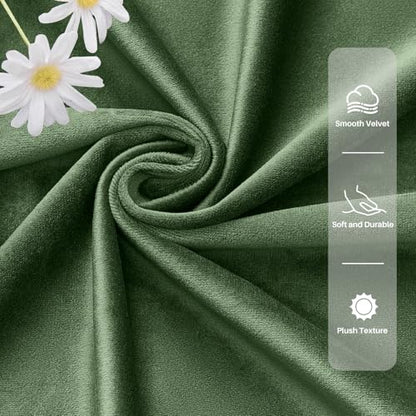 Olive Green Blackout Velvet Curtains 84 Inches for Bedroom Drapes Back Tab | Soundproof, Thermal Insulated, Super Soft Luxury Velvet, Living Room, Room Darkening, Rod Pocket, 52W x 84L, 2 Panels - color: Olive Green, size: 52"W x 84"L (Pack of 2)