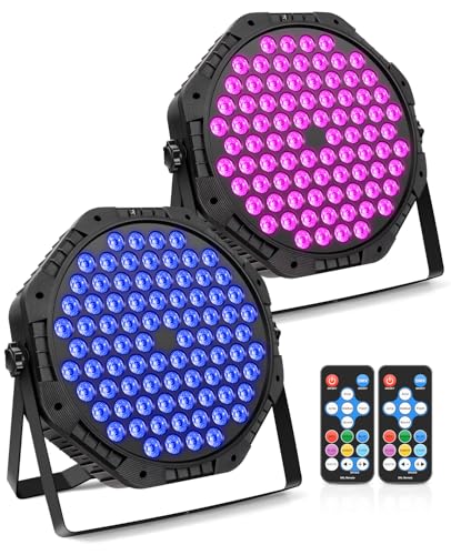 84LEDs Stage Lights 2 Pack 150W RGB Par Light Corded Party Uplights with Sound Activated and DMX Control for DJ, Disco, Wedding, Club, Bars, Birthday Party, Festivals Stage Lighting - size: 2 Pack