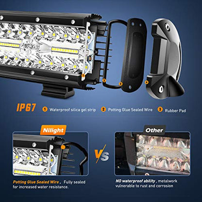 Nilight 18022C-B 6.5Inch 2PCS 6.5 Inch 120W Spot & Flood Combo Bar Driving Waterproof Led Work Light Triple Rows Off-Road Truck Car ATV SUV Jeep Cabin Boat, 2 Years Warranty (Pack of 12) - color: 2Pcs Led Pods, size: Led Pods (Pack of 12)