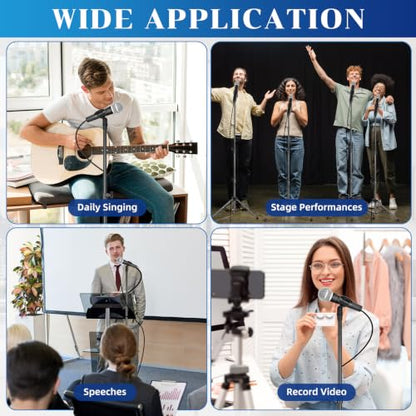 Relaxweex 4 Pcs Tripod Microphone Stand Boom Arm Floor Mic Stand with Carrying Bag and Mic Clips for Singing Stage Wedding Karaoke Church (Vertical Style) - style: Vertical Style