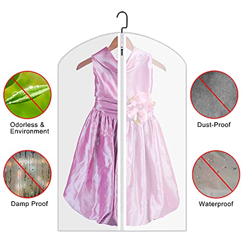 M MOACC Kids Garment Bags Little Girl Dress Bag Clear for Costume with Zipper Set of 5,Small - color: 5pcs-Size-Small 16"x 26"