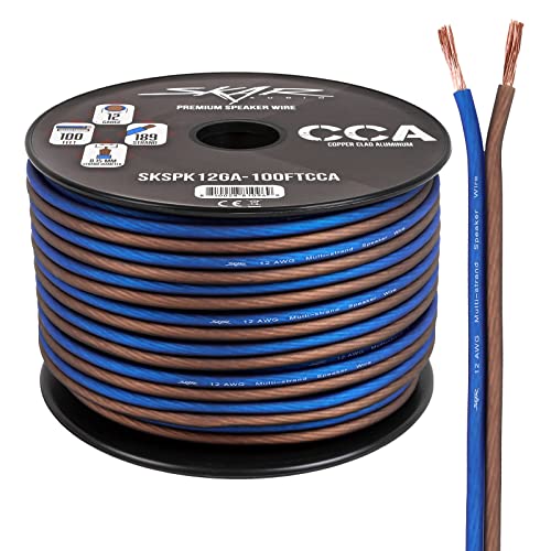 Skar Audio 12 Gauge AWG Audio Speaker Wire - 100 Feet (Blue/Brown) - size: 12 AWG (100 Ft.)