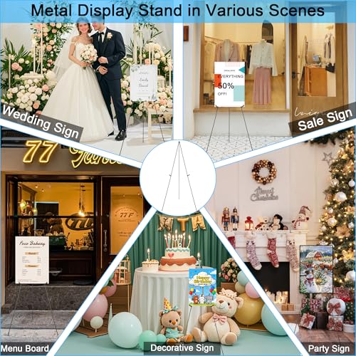 3 Pack Easel Stand for Sign, Display & Poster 63" Black Portable Metal Painting Easels Adjustable Art Easel Tripod Collapsible Floor Easel for Display Show, Arts,Crafts,Painting, - style: Black