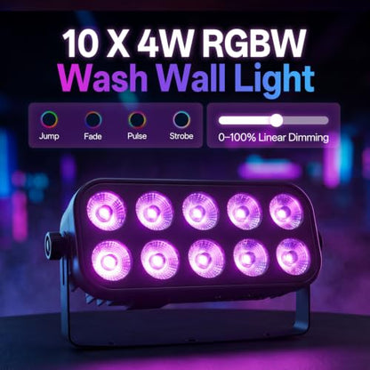 LED Stage Light Bar, 40W LED 4in1 RGBW Wash Lights Bar with Sound Activated DMX Stage Lighting Uplights for Events Wedding Party Church Disco DJ Dance 1Pack