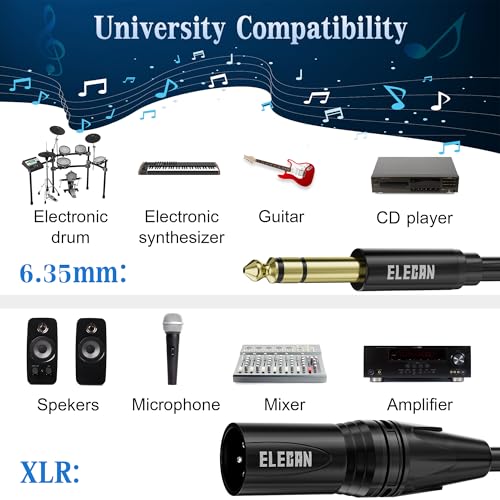 6.35mm (1/4 Inch) TRS Male to XLR Male Cable 4Ft, Balanced Professional Shielded Stereo Microphone Cable Cord, Gold Plated for Mixer AMP Speaker Amplifier with 6.35 to 3.5mm Adapter+Ties - size: 4FT, style: 6.35mm to XLR Male