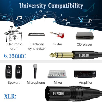 6.35mm (1/4 Inch) TRS Male to XLR Male Cable 4Ft, Balanced Professional Shielded Stereo Microphone Cable Cord, Gold Plated for Mixer AMP Speaker Amplifier with 6.35 to 3.5mm Adapter+Ties - size: 4FT, style: 6.35mm to XLR Male