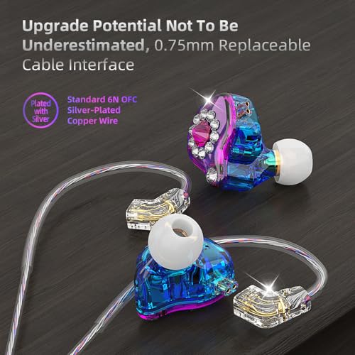 Wired Gaming Earbuds AK6 SPARK Detachable IEM Bass Sound Headphones Pink | 1DD HiFi in Ear Monitor 11mm Dynamic Driver for Video Music Gaming NO MIC - color: Dark Pink