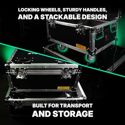 Rockville Wet PAR WC Package White 18W RGBWA+UV Par Wash Lights, Charging Case, IP65 Water-Resistant, App-Controlled, for DJ Events and Venues (6 Lights) | IP65 Waterproof, RGBWA+UV, Wireless DMX, App Control, 10-12 Hour Battery, 6 IR Remotes, Truss Clamp