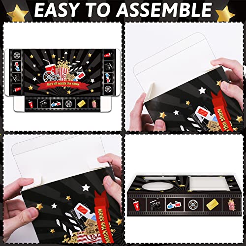 OBUSATT 32Pcs Movie Night Snack Trays Hold Popcorn Candy Food Drink, Movie Theater Popcorn Holder Disposable Movie Boxes Supplies for Kid's Birthday Party Concession Stand Carpet Family - style: Movie Night