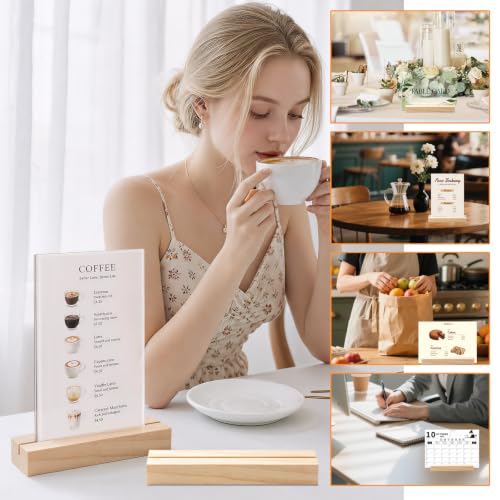 10Pcs 5.51x1.38 Inches Wood Table Number Stands, Wooden Place Card Holders, Acrylic Sign Holders for Wedding, Ceremony, Birthday, Party, Home Decoration, Events (3mm Slots) - size: 10 Pcs- L 5.51"- Slots 3mm