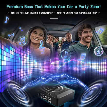 1000W 8" Car Subwoofer, Slim Active Under Seat Powered Subwoofer with Built-in Amplifier, High/Low Level Inputs, Compact Bass Solution for Car and Truck Audio - color: 8" 1000W Subwoofer