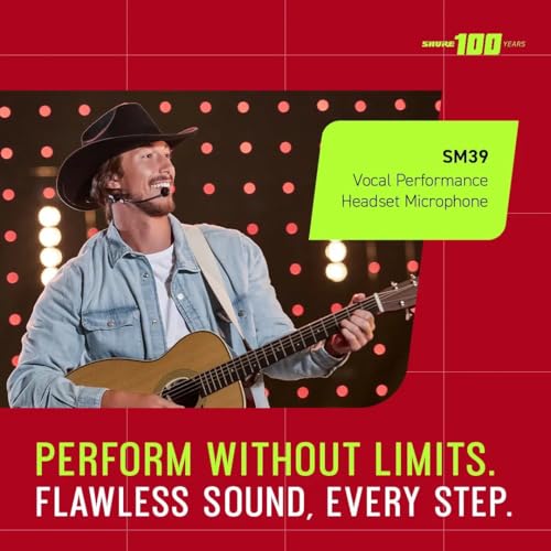 Shure SM39 Headset Microphone - Vocal Performance Cardioid Headworn Mic compatible with Axient Digital, Secure Low Profile Fit, Ergonomic Design, Indoor/Outdoor Windscreens, Sweat Resistant (SM39-TQG) - style: TA4F Connector