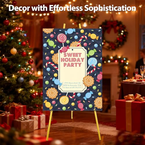 WRINGKIT Gold Easel Stand for Sign, Heavy Duty Art Easel with 4 Tier | Metal Adjustable Display Stand, 42.5'' Height Large Floor Standing Easel for Painting, Poster, Mirror, Welcome Wedding Signs