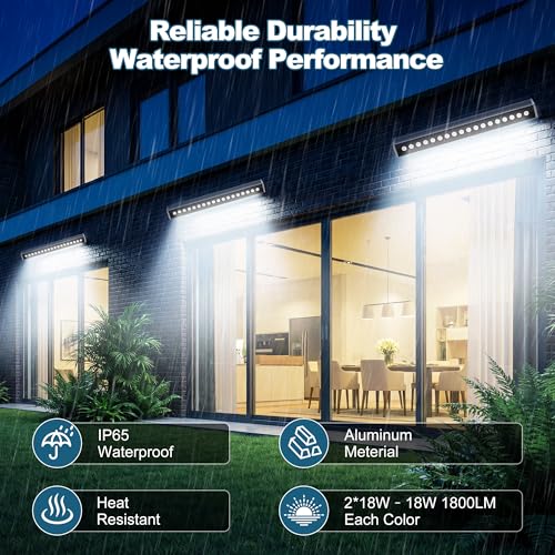 LED Wall Washer Light Bar, Tunable White 2700K-6500K, Smart WiFi App and RF Remote, Smooth Dimming, 8 Modes, Linkable 20in IP65, AC120V Plug-in for Porch Patio Sign - size: 20" 36W Tunable White(2700-6500K)