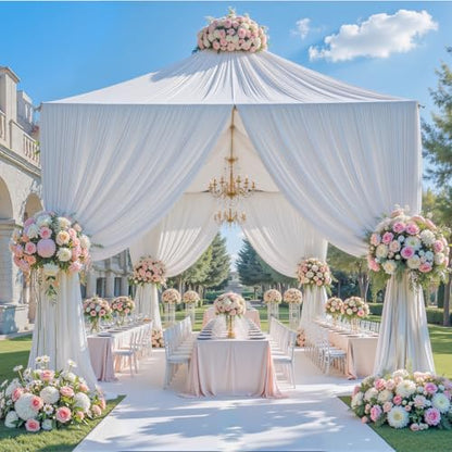 20x20 ft White Ceiling Drapes for Wedding – 4 Panels 5x20 ft Ceiling Curtains Polyester Backdrop Drapes with Double Rod Pockets, Reusable Ceiling Draping Fabric for Wedding Party Canopy Decorations - size: 60"W x 240"L (Pack of 4)