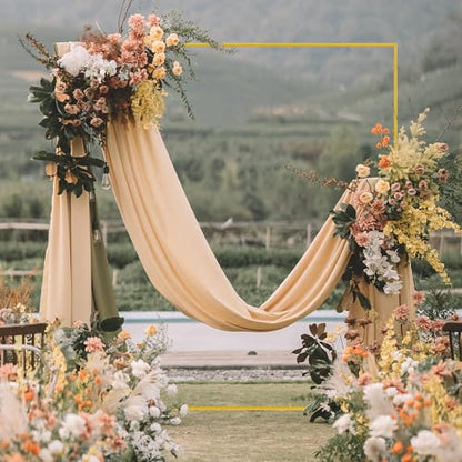 Wokceer Square Wedding Arch Backdrop Stand Gold Metal Arch 7.2FT x 6.6FT - color: Gold, size: 7.2FT x 6.6FT