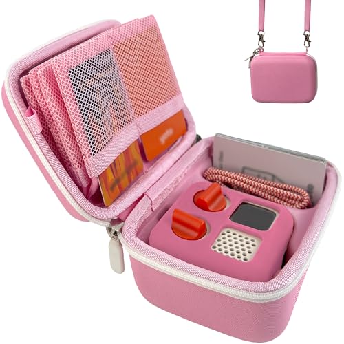 Hard Travel Case Compatible with Yoto Mini–Kids Audio & Music Player,Yoto Card Holder Bag with Adjustable Shoulder Strap for Up to 36 Audiobook Cards,Children’s Mini Player. (Pink) - color: Pink