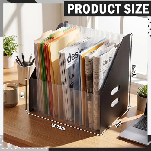 AmazingSpark 2 Pcs Clipboard Holder 13 Slots Accordion Expanding Clipboard Stand Vertical Clipboards Storage Holder Desk File Paper Magazine Desk Accessory Organizer for Home and Office