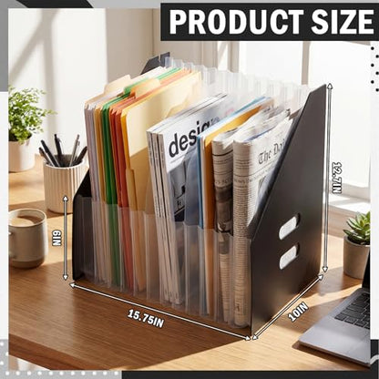 AmazingSpark 2 Pcs Clipboard Holder 13 Slots Accordion Expanding Clipboard Stand Vertical Clipboards Storage Holder Desk File Paper Magazine Desk Accessory Organizer for Home and Office