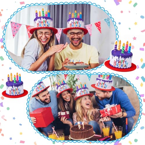 Cuffbow Happy Birthday Cake Hat for Adults Funny Birthday Hat with Candles Novelty Cake Hats for Party Headwear Unisex - color: Purple and Red