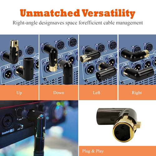 Right Angle XLR Male to Female Adapter Adjustable 3-PIN XLR 90 Degree Connector for Audio Cables and PA Systems - style: 1PC 90D XLR Male to Female Adapter