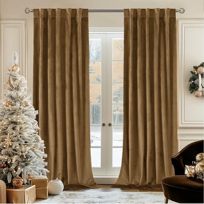BGment Velvet Curtains for Living Room, 2 Panels, 42x84 Inch, Bronze Brown | Elegant Black Out Curtains 84 Inch Long, Thick, Thermal Insulated, Noise Reduce, Luxury Bedroom Drapes, Back Tab Rod Pocket - color: Bronze Brown, size: 42"W x 84"L (Pack of 2)