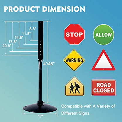 Cast Iron Sign Stand, 48 In Tall Pedestal Post, 17 In Base, Parking, Black | Freestanding pedestal includes stand, base, bolts and nuts for parking, handicap, street and business signs - size: 17"