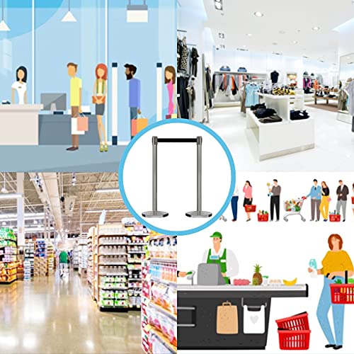 CCW IRBB-100 Crowd Control Retractable Belt Barrier Stanchions, 2 Pack | 7.5 Ft Blue Belt, Satin Stainless Steel Posts, Cast Iron Bases, Floor Protection, 4-way Receivers and Controlled Retraction. - color: Blue, size: 7.5 Foot