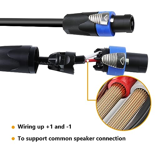 HBU Speakon Cable to Bare Wire - 10 Feet Open End with Twist Lock - 2-Packs | Compatible NL2FC Neutrik Speaker Cables for Pro Road Tour, Chuchero, Tweeters, Mids Wiring (2 Conductors, 16 Gauge) - size: 10 Feet (2-Packs), style: 2-Conductor Wiring
