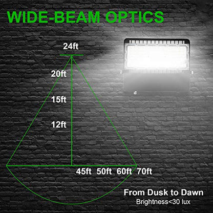 ledmo LED Flood Light Outdoor Fixture with Dusk to Dawn 36000LM 3 Pack | Commercial Grade Waterproof Floodlights for Large Stadiums, Super Bright 5000K, Photocell for Street Sport Parking Lot - size: Standard-Photocell-3Pack