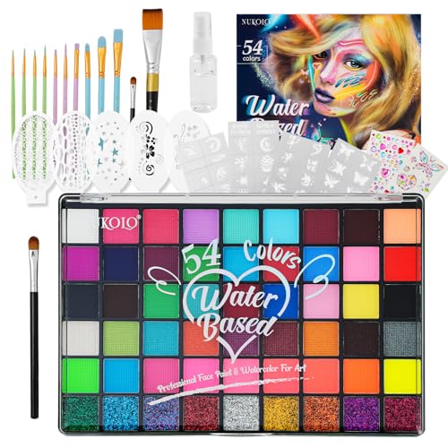 Face Painting Kit for Kids and Adults ,Halloween Face Paint Makeup Kit - color: 54 Color