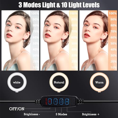 Projector Tripod Stand with Wheels Laptop Tripod Stand Projector Tripod Laptop Stand Floor Stand Live Stream stand Treadmill Stand Music Stand with 6" LED Ring Light for Online Meeting Recording