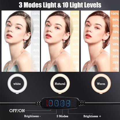Projector Tripod Stand with Wheels Laptop Tripod Stand Projector Tripod Laptop Stand Floor Stand Live Stream stand Treadmill Stand Music Stand with 6" LED Ring Light for Online Meeting Recording