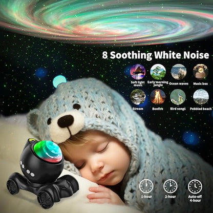 ENOKIK Galaxy Projector, Star Aurora Night Light Bluetooth Speaker, Black - color: Black