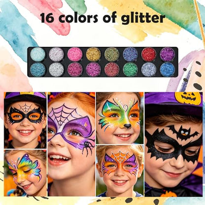 Face Painting Kit for Kids and Adults ,Halloween Face Paint Makeup Kit | Non-toxic, Water-Activated Face Paint Makeup Set, Ideal for HalloweenCosplay、Parties、Special Effects、Artistic Stage Makeup