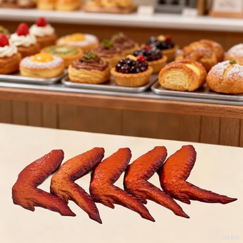 5 Pcs Simulated Chicken Legs Wings Fake Food Model Lifelike Fake Fried Chicken Kitchen Home Party Decoration Display Photography Props (Chicken Wings) - color: Chicken Wings