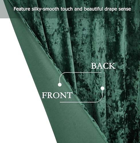 Chezmoi Collection Lux Forest Green Crushed Velvet Curtains 2 Panel Set - 84 inches Long Room Darkening Luxury Distressed Velvet Rod Pocket Window Drapes for Living Room Bedroom 50" W x 84" L - color: Forest Green