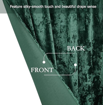 Chezmoi Collection Lux Forest Green Crushed Velvet Curtains 2 Panel Set - 84 inches Long Room Darkening Luxury Distressed Velvet Rod Pocket Window Drapes for Living Room Bedroom 50" W x 84" L - color: Forest Green