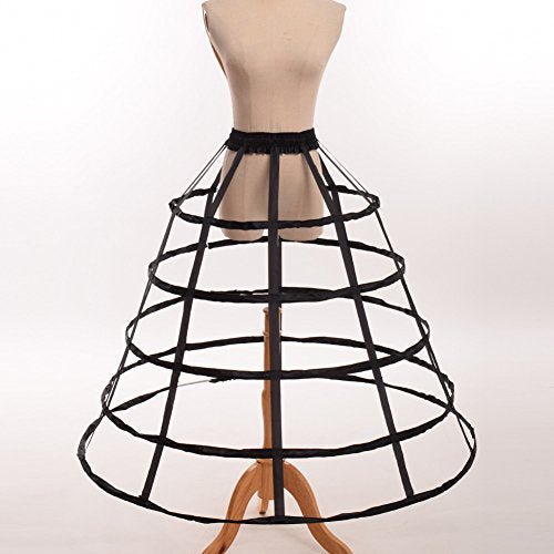 GRACEART Victorian Dress Pannier Hoop Skirt Bustle Cage Skirt - color: Black-5 Hoops Bell